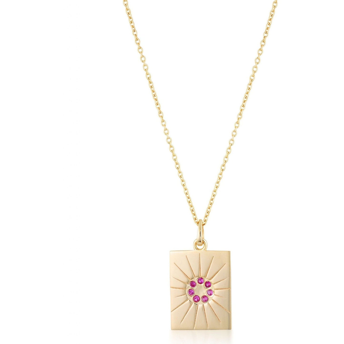 The Ananda pendant is 15.3mm x 20.3mm. Chain length: 50cm Features adjustable hoops to shorten chain. Beautifully handcrafted in 2 micron 18k Gold on solid 925 Sterling Silver.