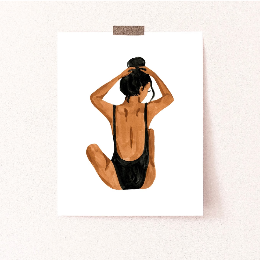 Beach Girl II Brunette Art Print 8x10"