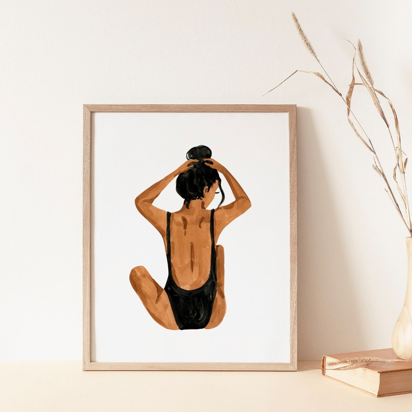 Beach Girl II Brunette Art Print 8x10"