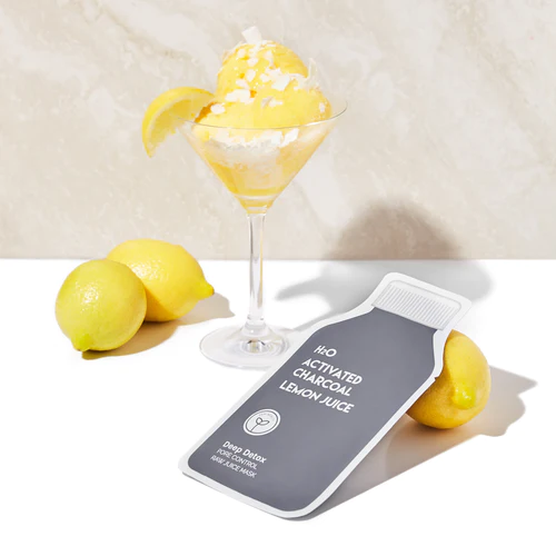 Deep Detox H20 Activated Charcoal Lemon Raw Juice Sheet Mask