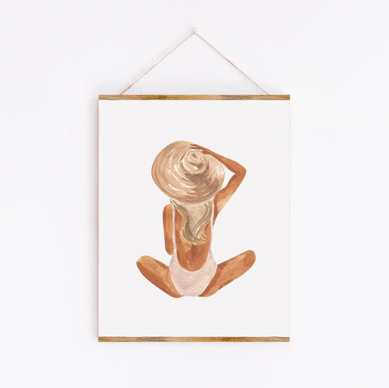 Beach Girl Blonde Art Print 8x10"